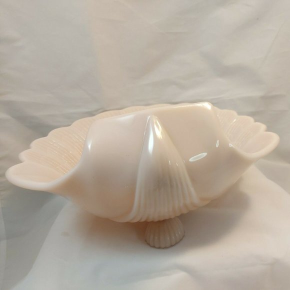 Vtg Cambridge Crown Art Deco Pink Glass 10.5" Sea Shell Footed Bowl cottage core - Picture 4 of 10